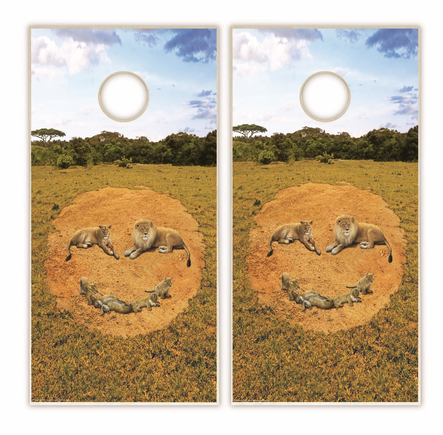 A Lions Happiness Cornhole Boards