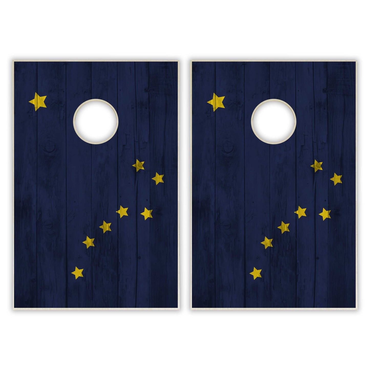 Alaska State Flag Tailgate Cornhole Set - Distressed Wood