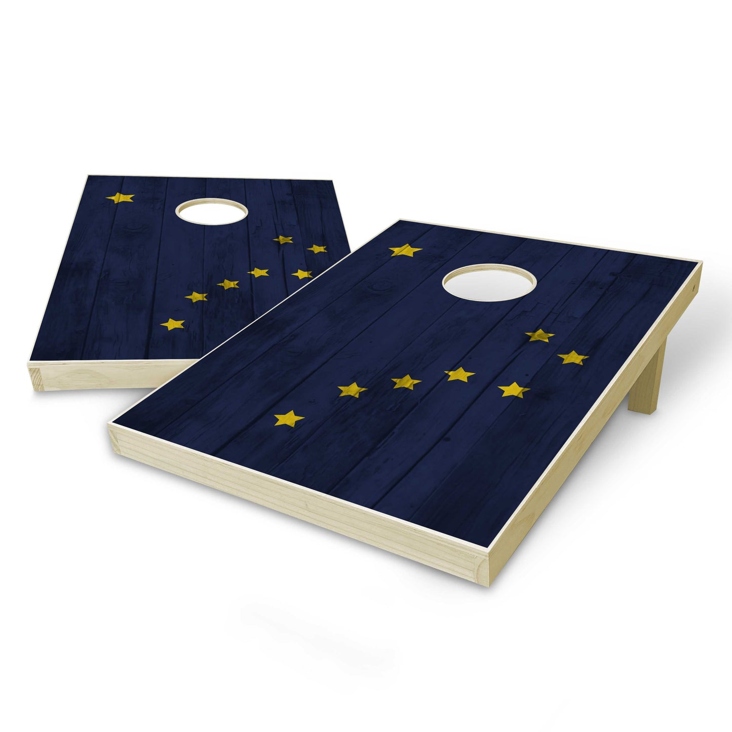Alaska State Flag Tailgate Cornhole Set - Distressed Wood