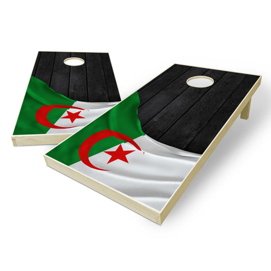 Algeria Flag Cornhole Set - Black Wood