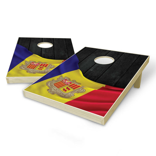 Andorra Flag Tailgate Cornhole Set - Black Wood