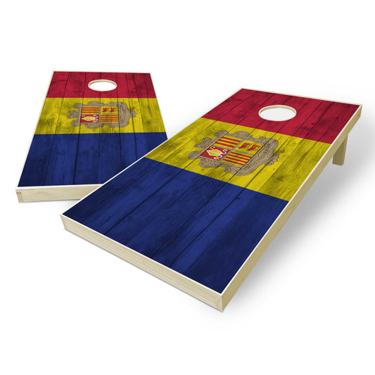 Andorra Flag Cornhole Set - Distressed Wood