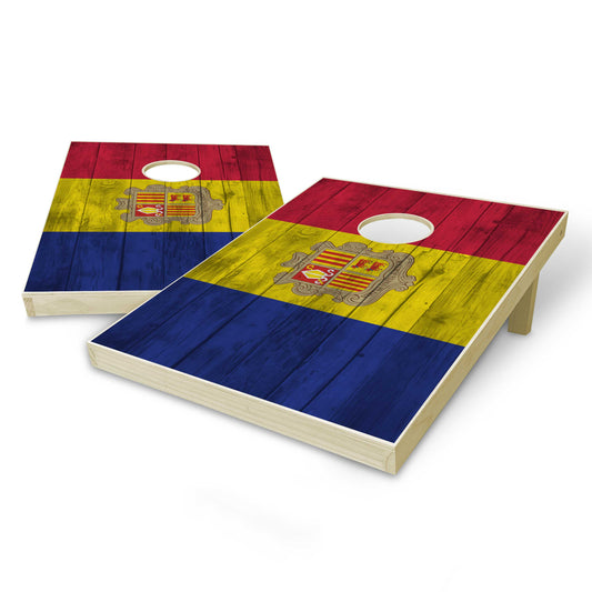 Andorra Flag Tailgate Cornhole Set - Distressed Wood