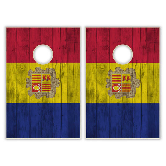 Andorra Flag Tailgate Cornhole Set - Distressed Wood