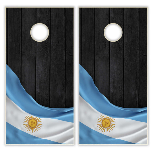 Argentina Flag Cornhole Set - Black Wood