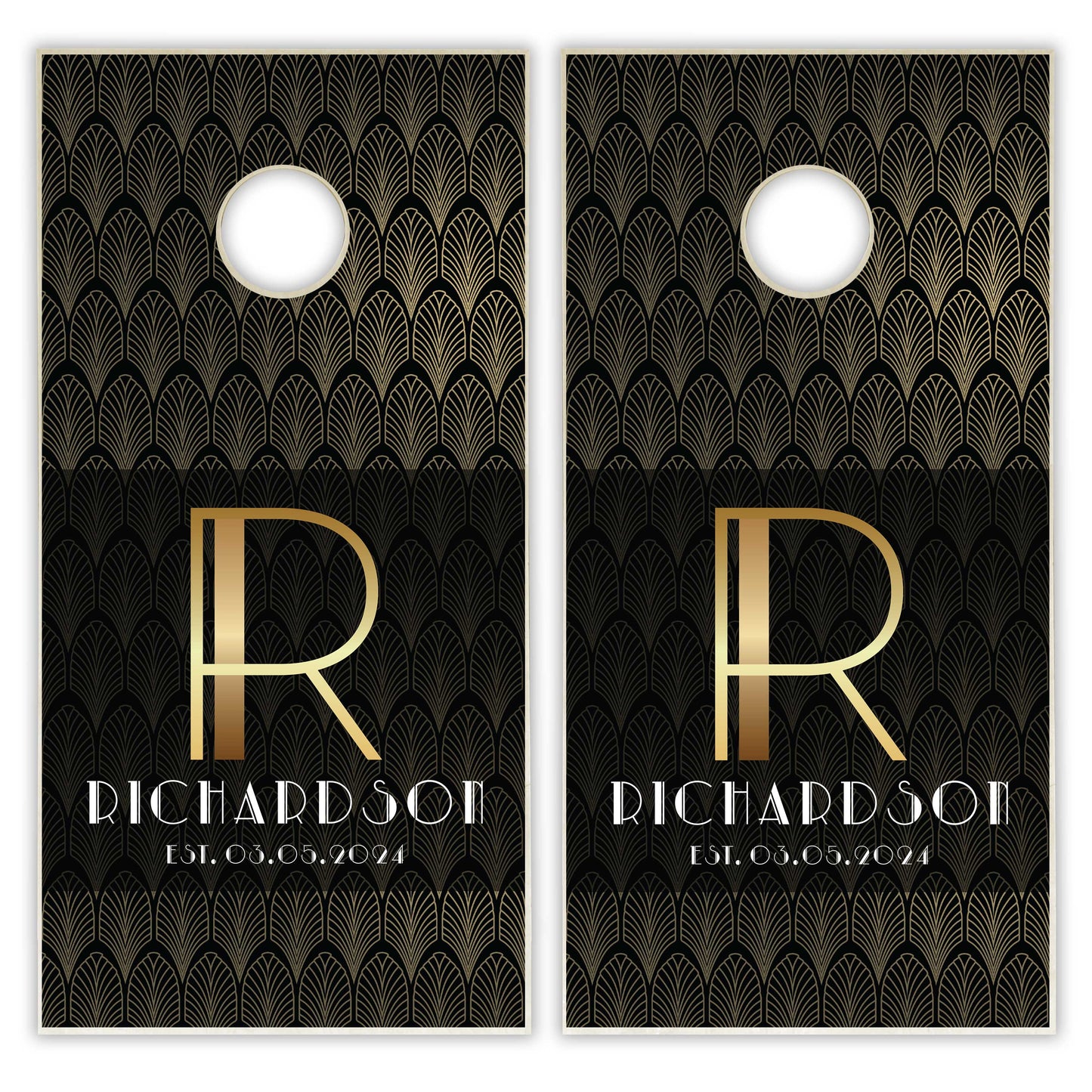 Customized Art Deco Wedding Cornhole Boards