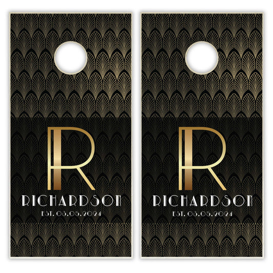 Customized Art Deco Wedding Cornhole Boards