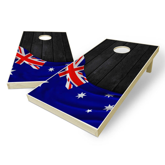 Australia Flag Cornhole Set - Black Wood