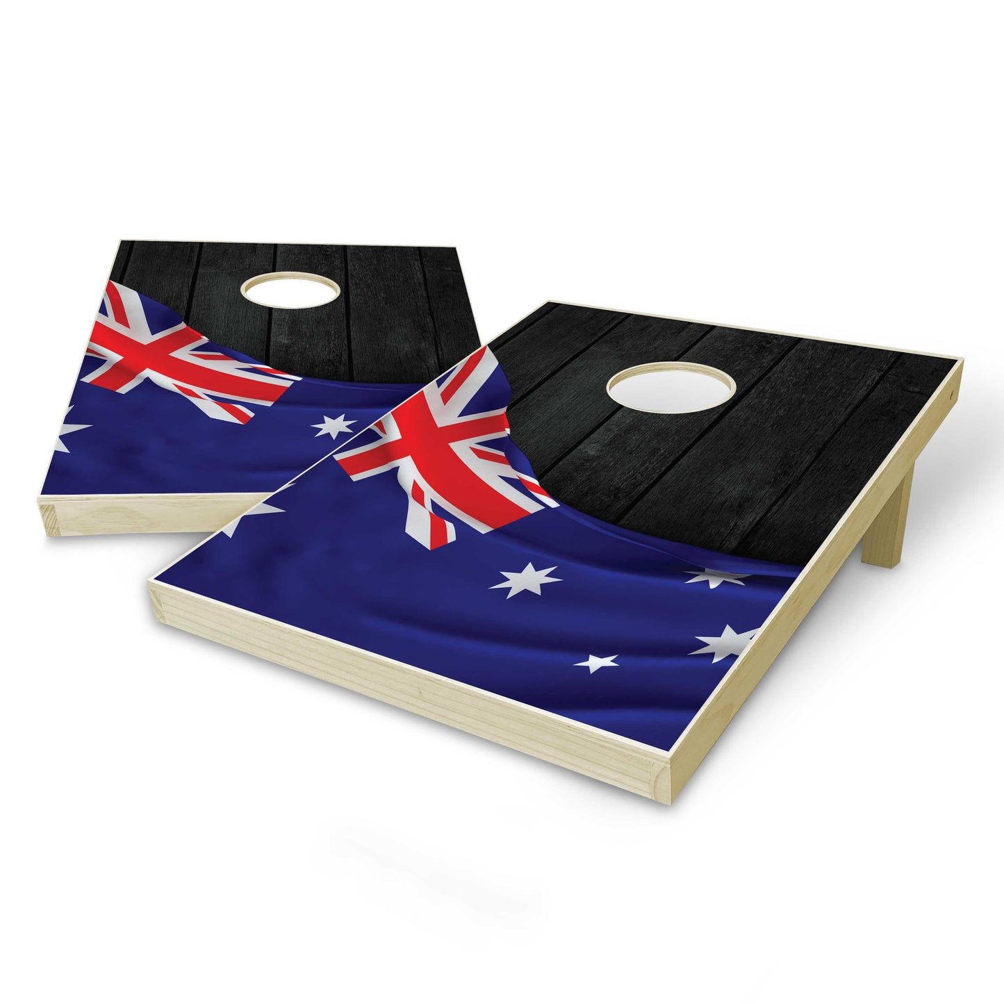 Australia Flag Tailgate Cornhole Set - Black Wood