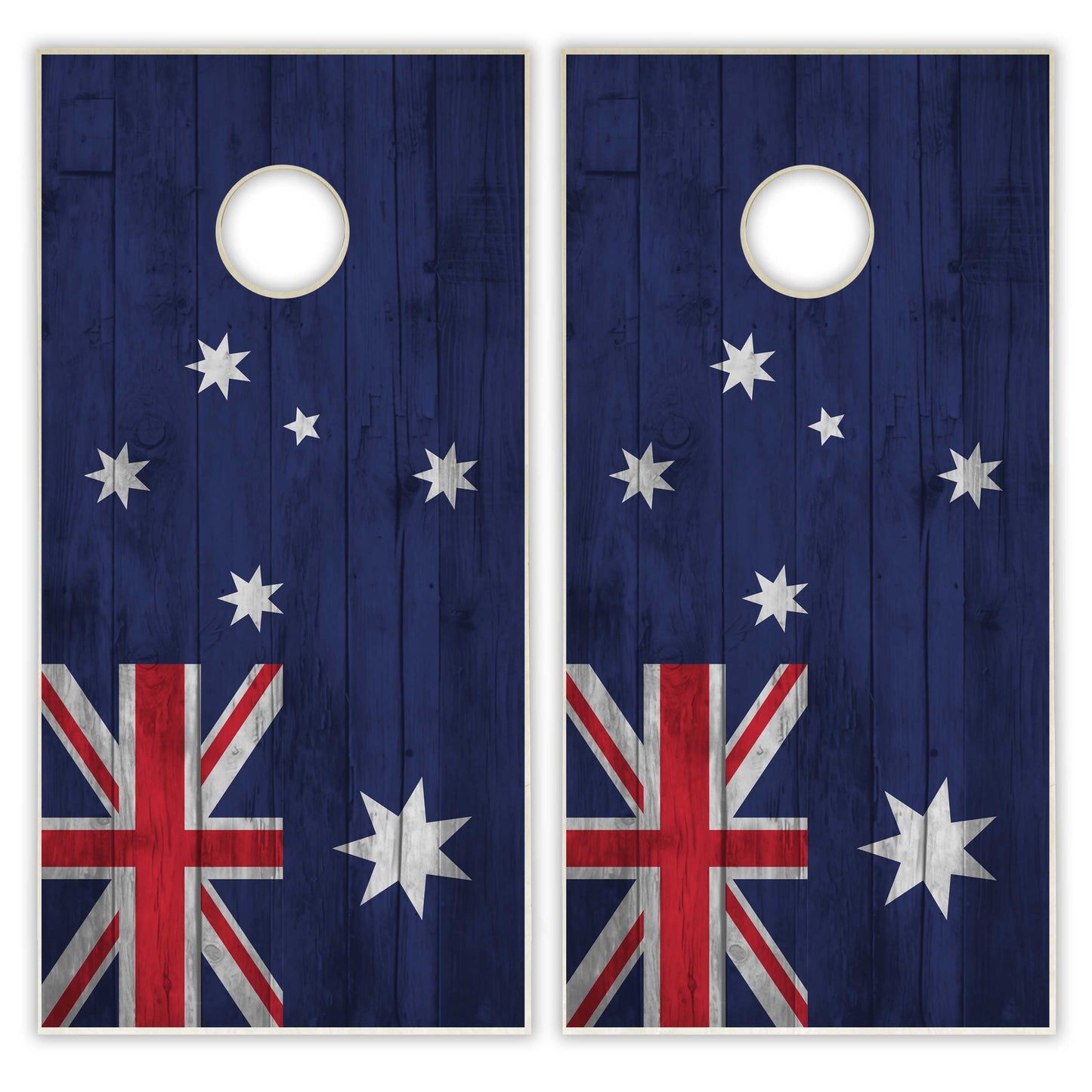 Australia Flag Cornhole Set - Distressed Wood