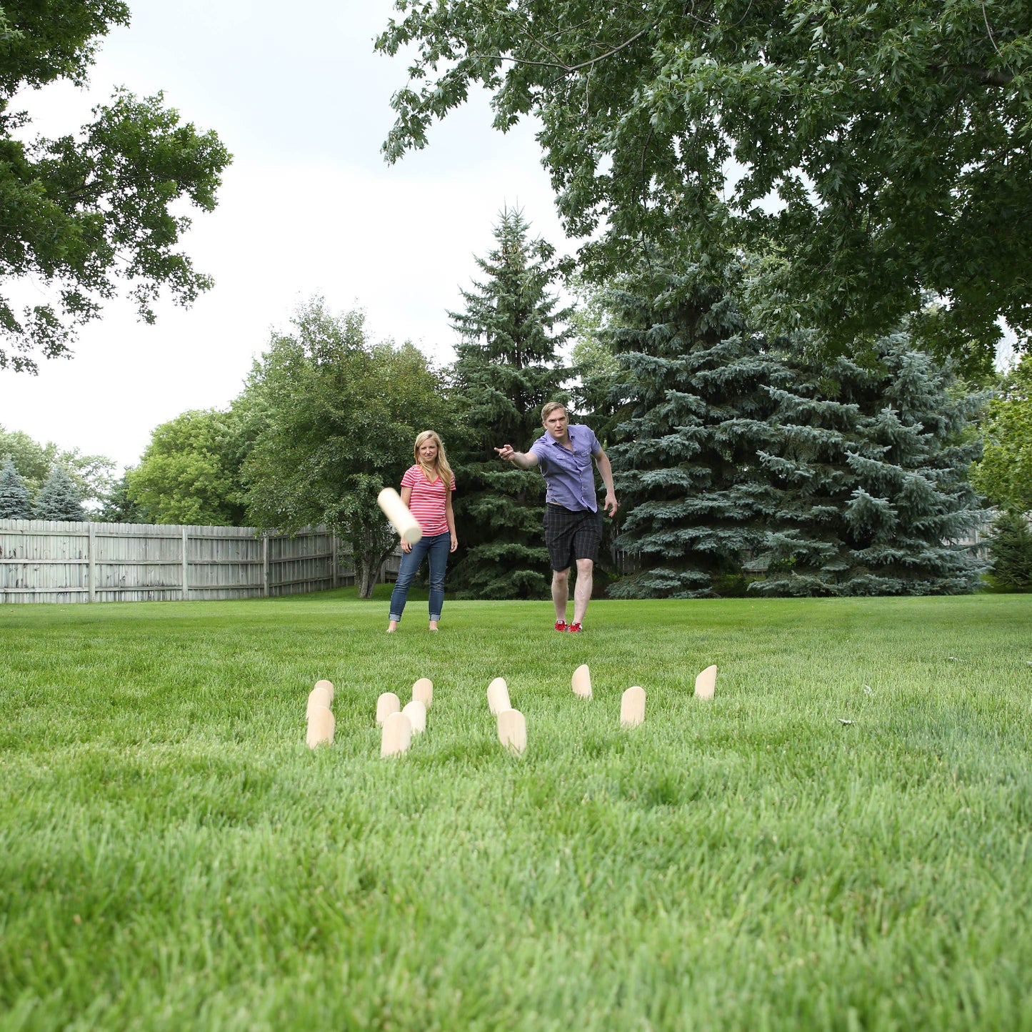 Scatter Wooden Number Block Tossing Outdoor Yard Game with Durable Carrying Case and Heat Burned-in Numbers