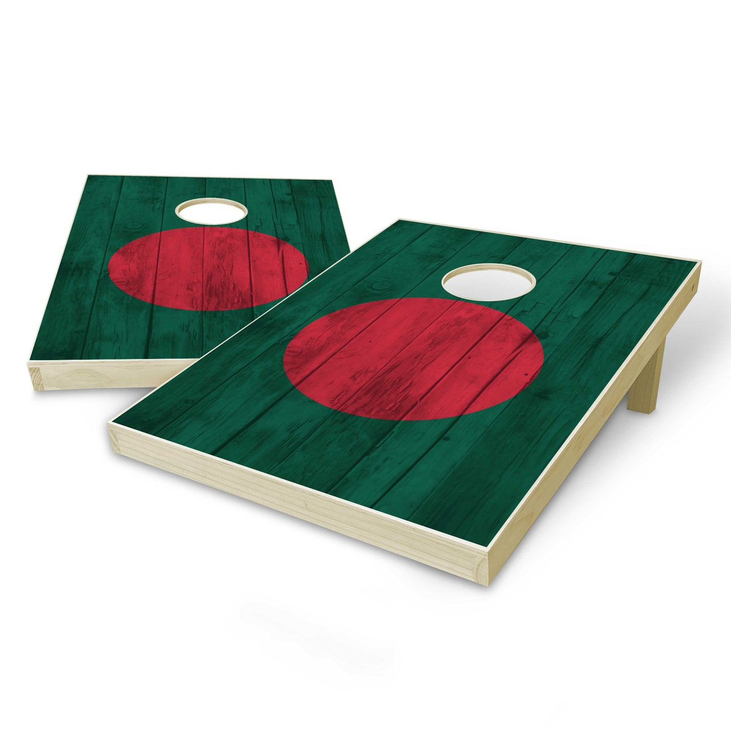 Bangladesh Flag Tailgate Cornhole Set - Distressed Wood