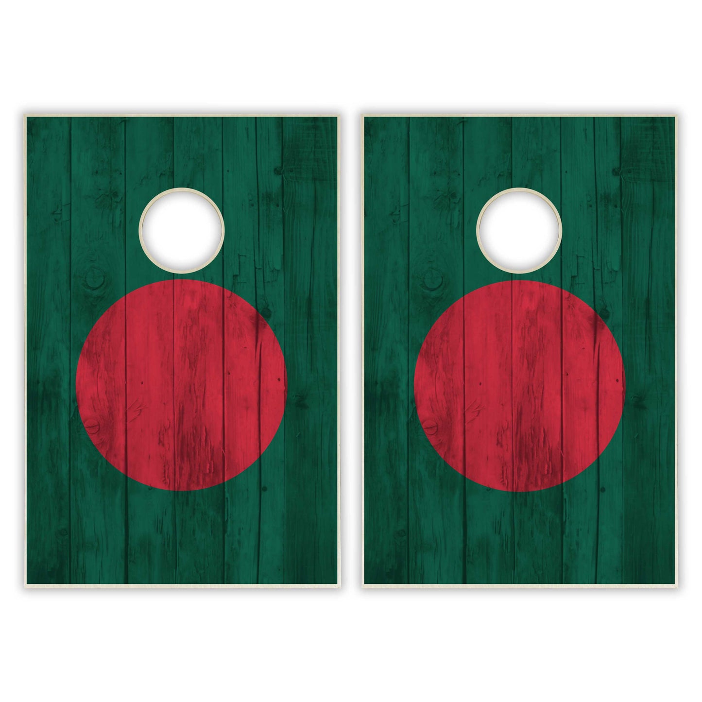Bangladesh Flag Tailgate Cornhole Set - Distressed Wood