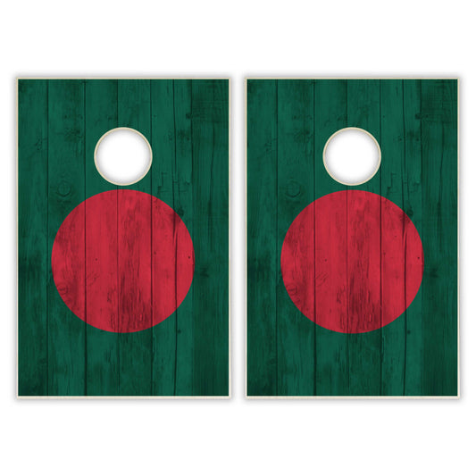 Bangladesh Flag Tailgate Cornhole Set - Distressed Wood
