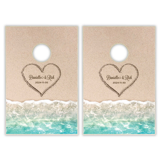Customized Beach Wedding Tailgate Cornhole Set
