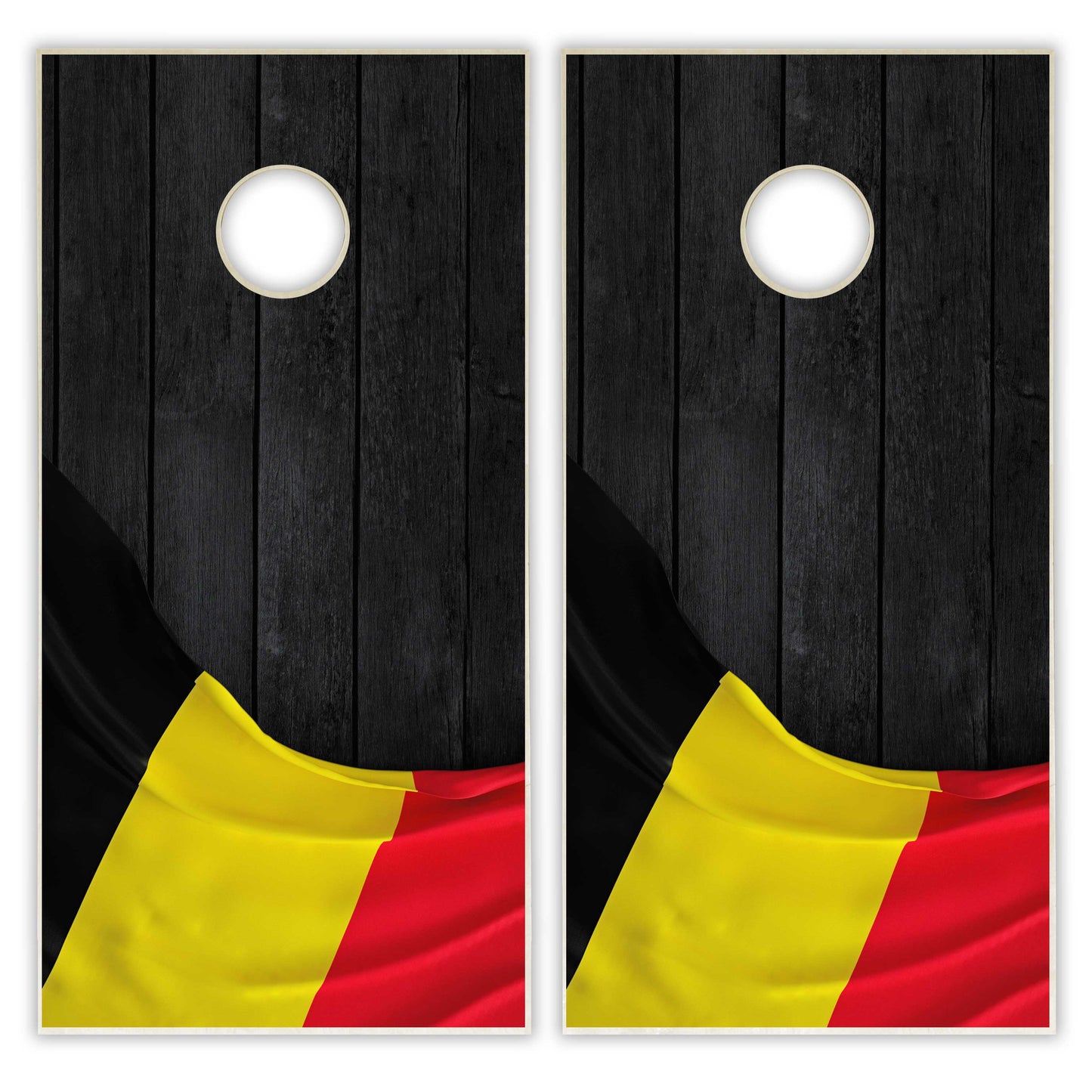 Belgium Flag Cornhole Set - Black Wood