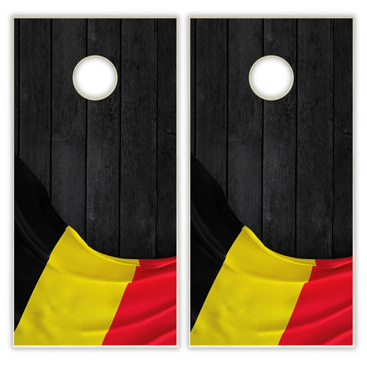 Belgium Flag Cornhole Set - Black Wood