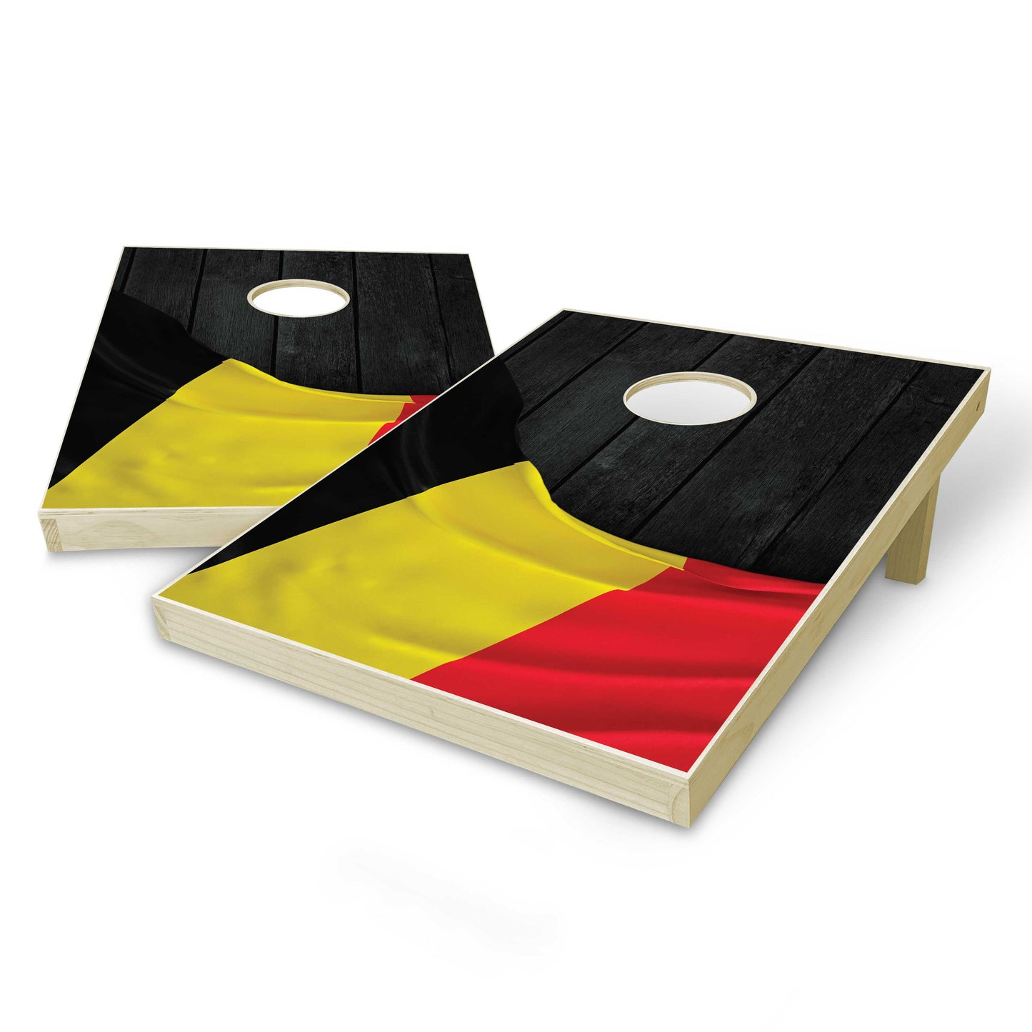 Belgium Flag Tailgate Cornhole Set - Black Wood