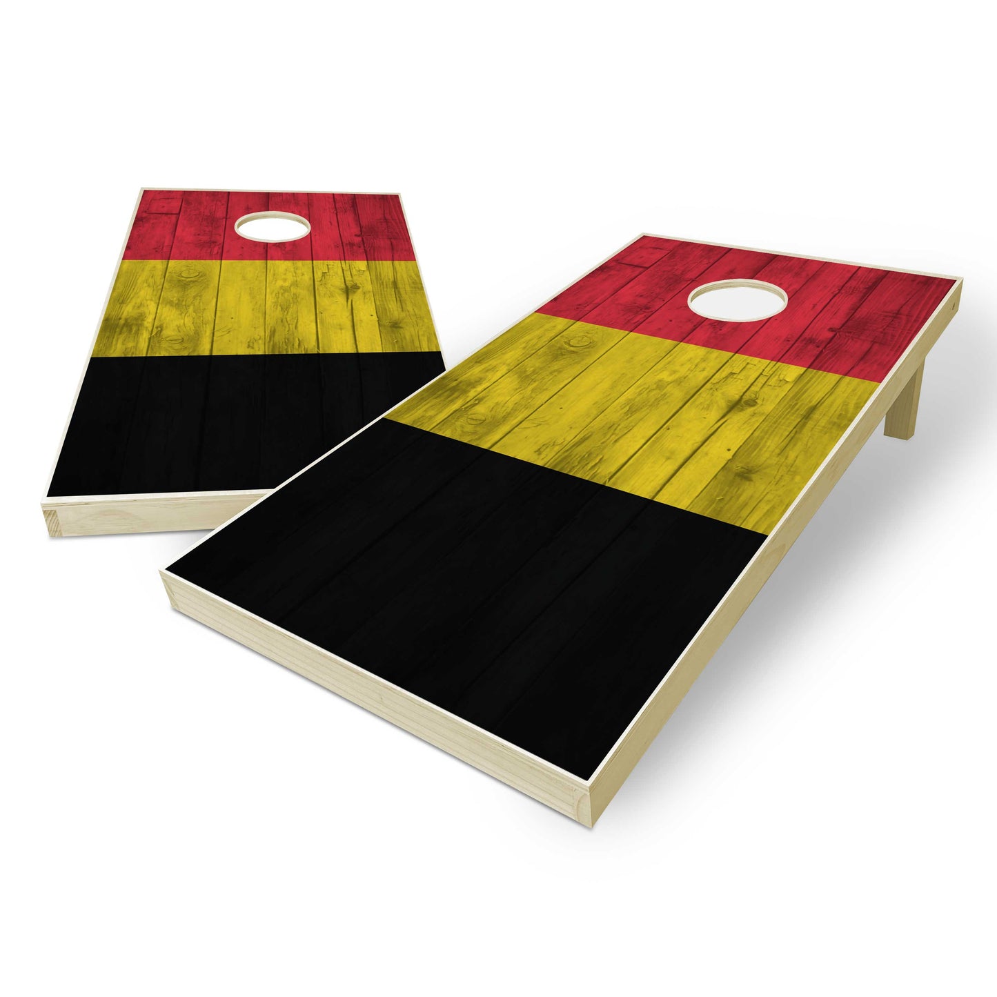 Belgium Flag Cornhole Set - Distressed Wood