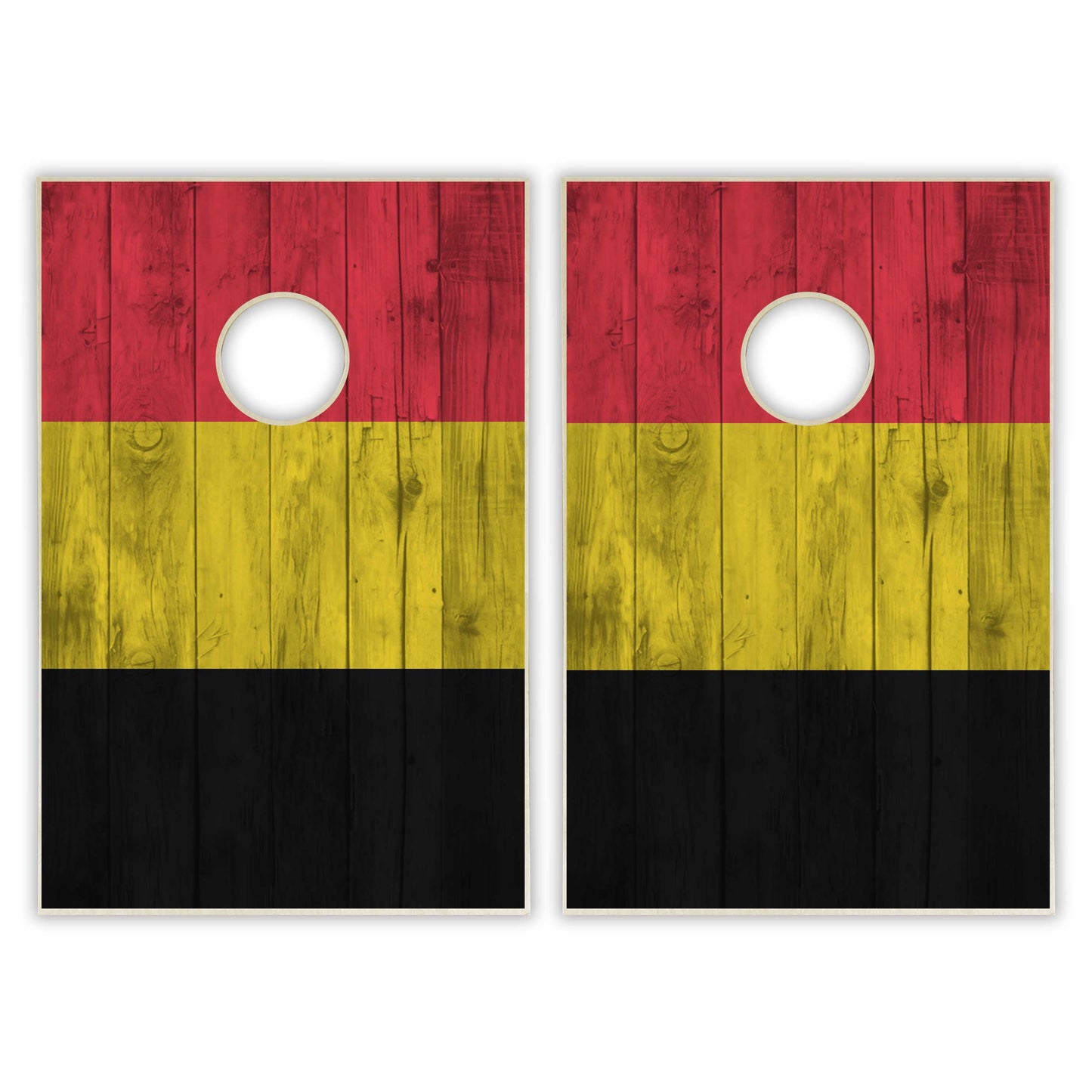 Belgium Flag Tailgate Cornhole Set - Distressed Wood