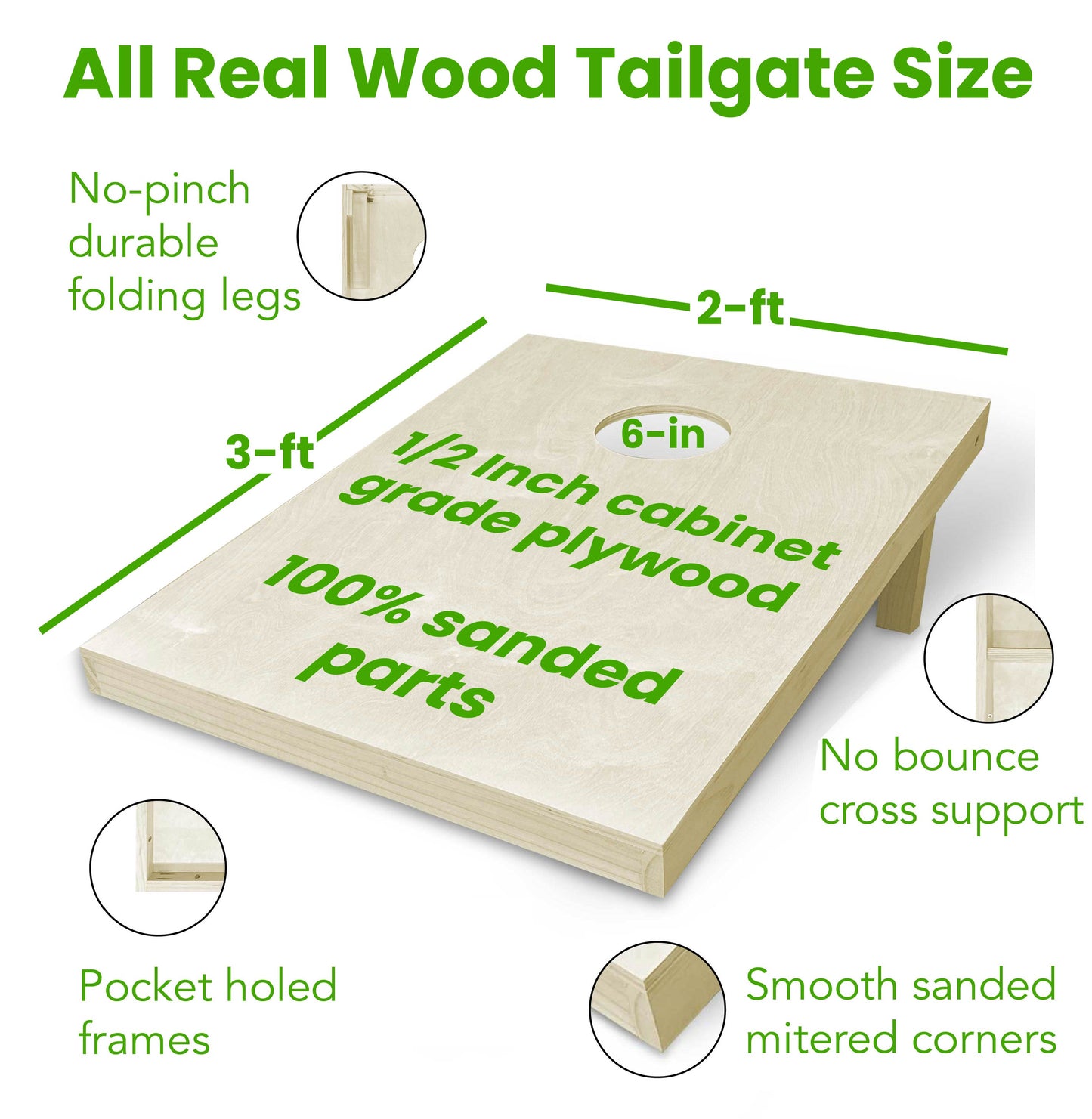 Unfinished Tailgate 2-ft x 3-ft Cornhole Boards