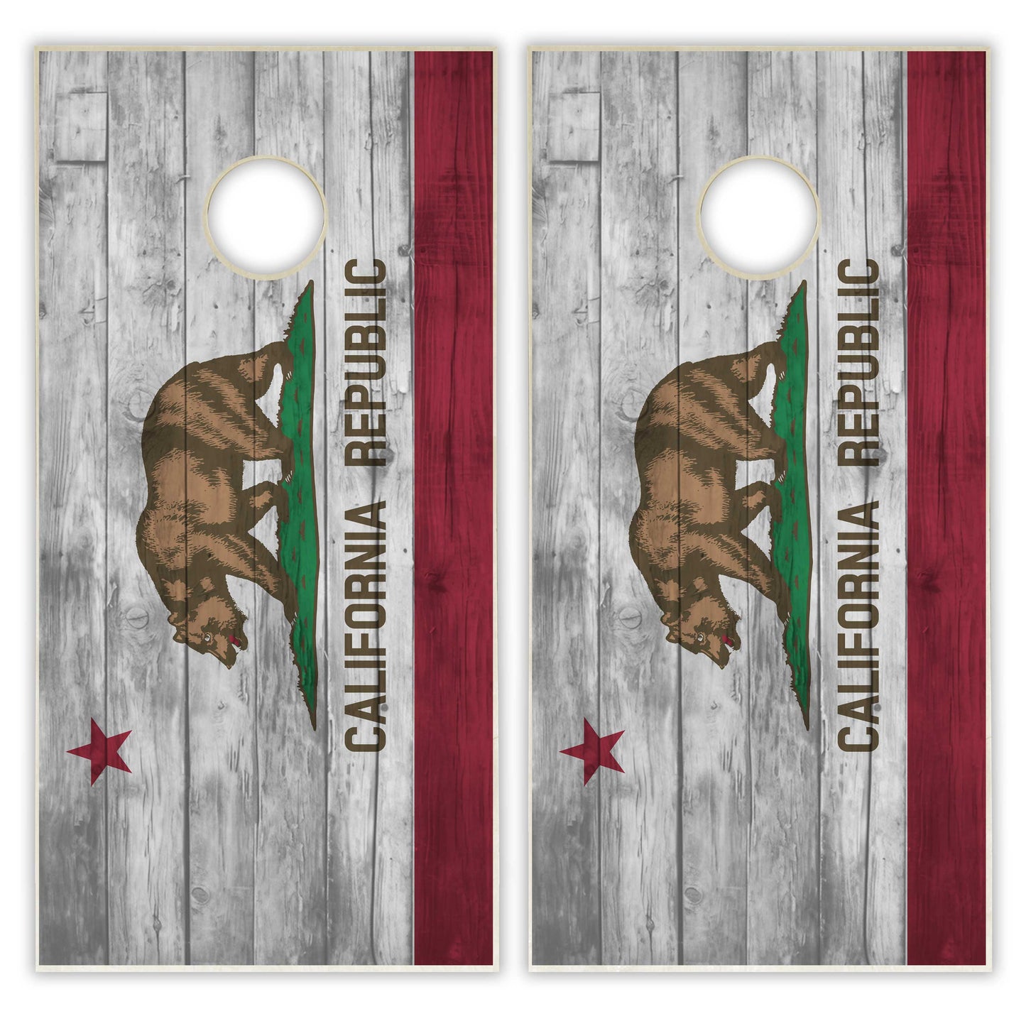 California State Flag Cornhole Set - Distressed Wood
