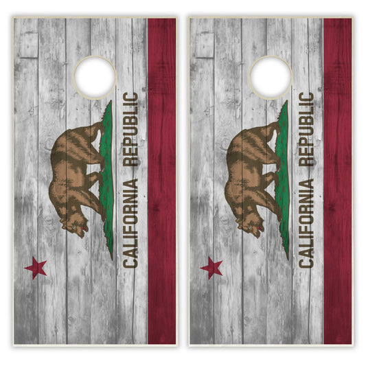 California State Flag Cornhole Set - Distressed Wood