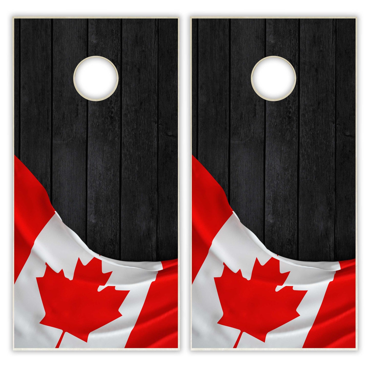 Canada Flag Cornhole Set - Black Wood
