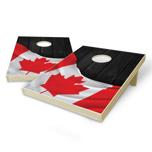 Canada Flag Tailgate Cornhole Set - Black Wood