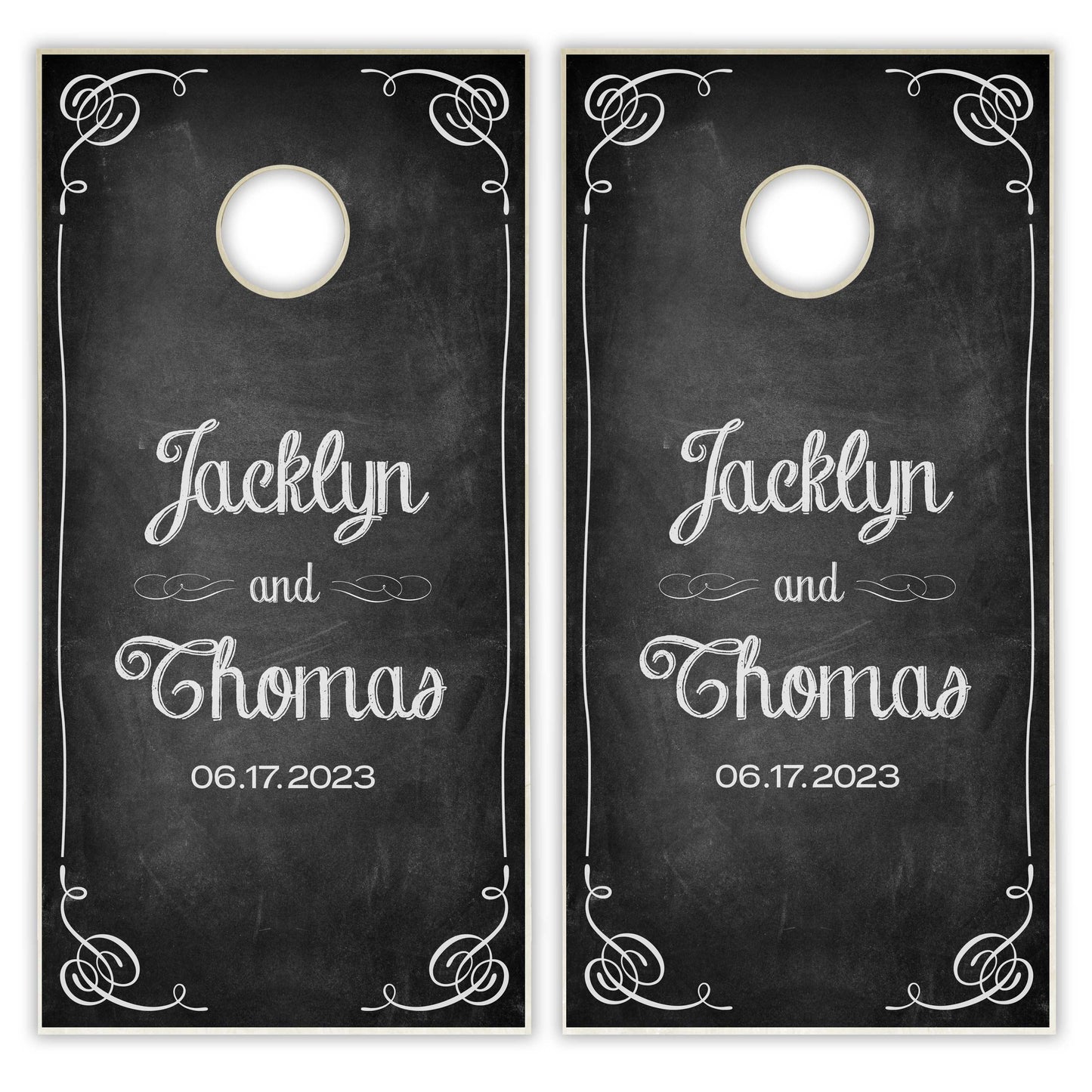 Customized Chalk Board Wedding Cornhole Boards