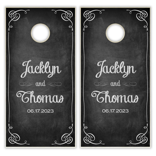 Customized Chalk Board Wedding Cornhole Boards