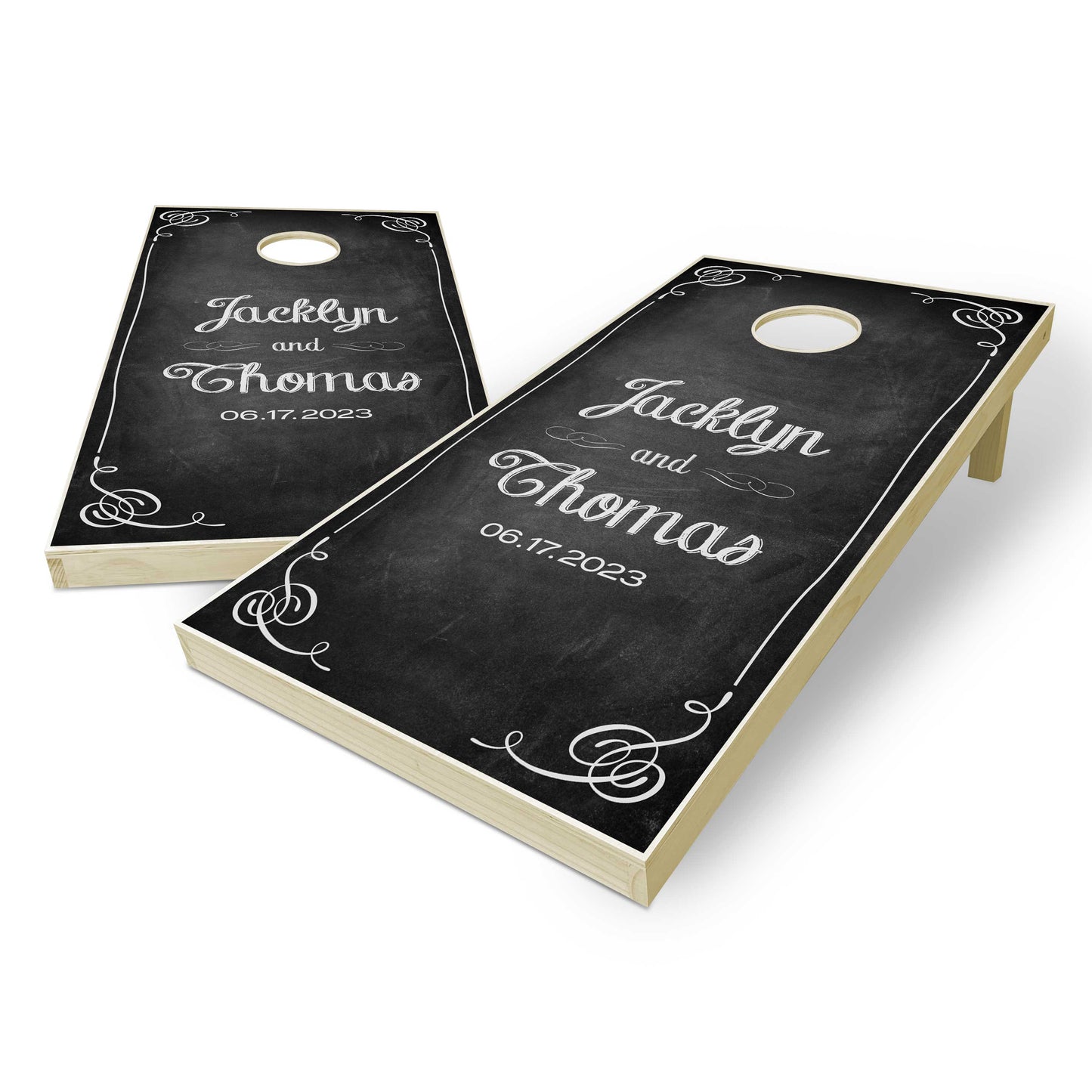 Customized Chalk Board Wedding Cornhole Boards