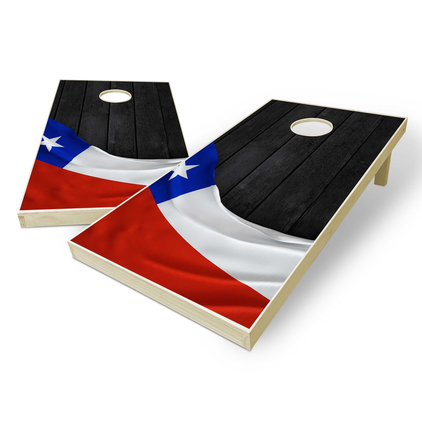 Chile Flag Cornhole Set - Black Wood