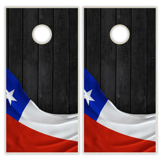 Chile Flag Cornhole Set - Black Wood