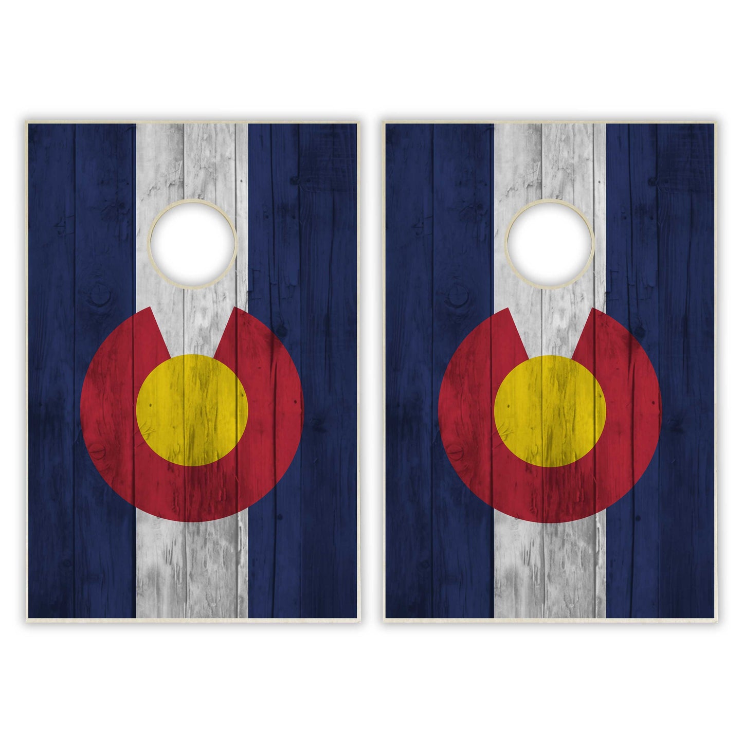 Colorado State Flag Tailgate Cornhole Set - Distressed Wood