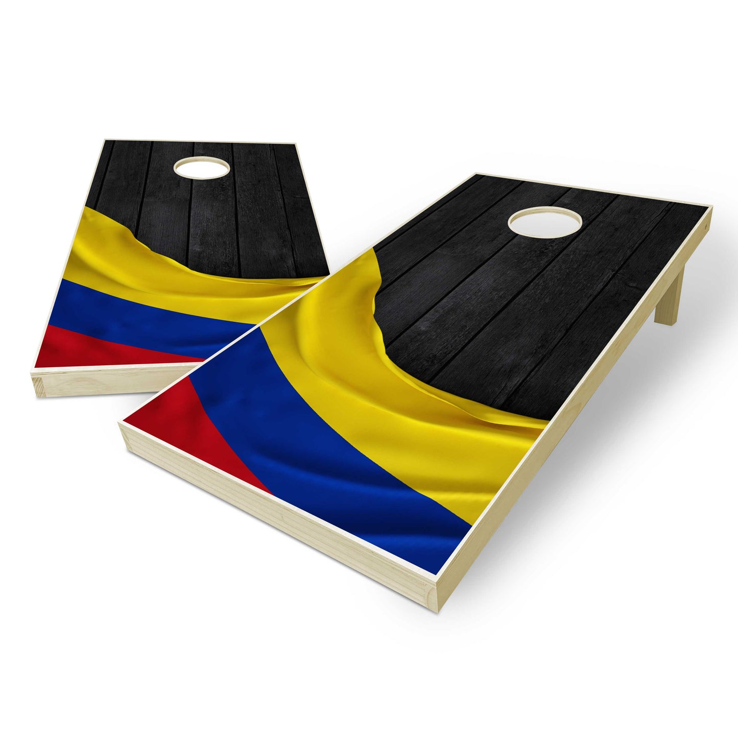 Colombia Flag Cornhole Set - Black Wood