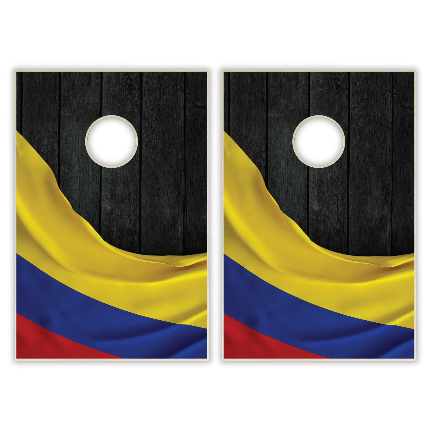 Colombia Flag Tailgate Cornhole Set - Black Wood