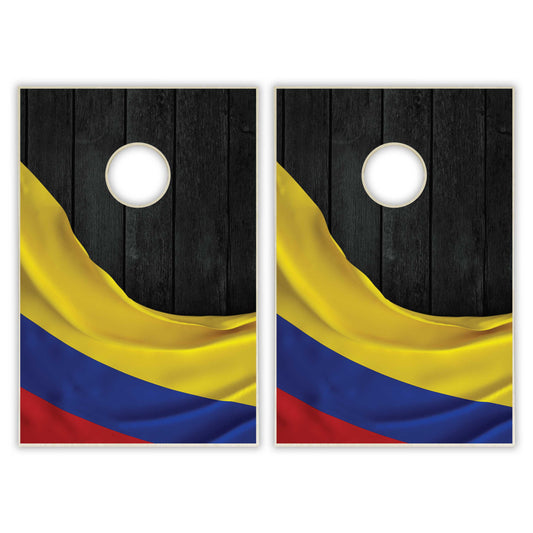 Colombia Flag Tailgate Cornhole Set - Black Wood
