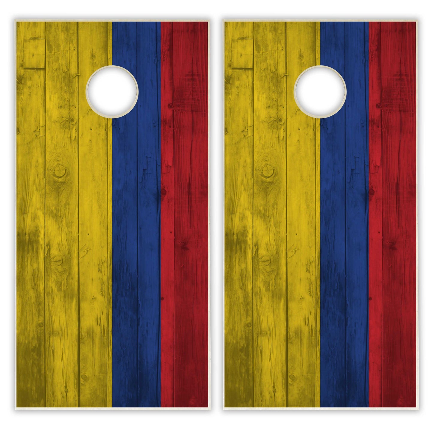 Colombia Flag Cornhole Set - Distressed Wood