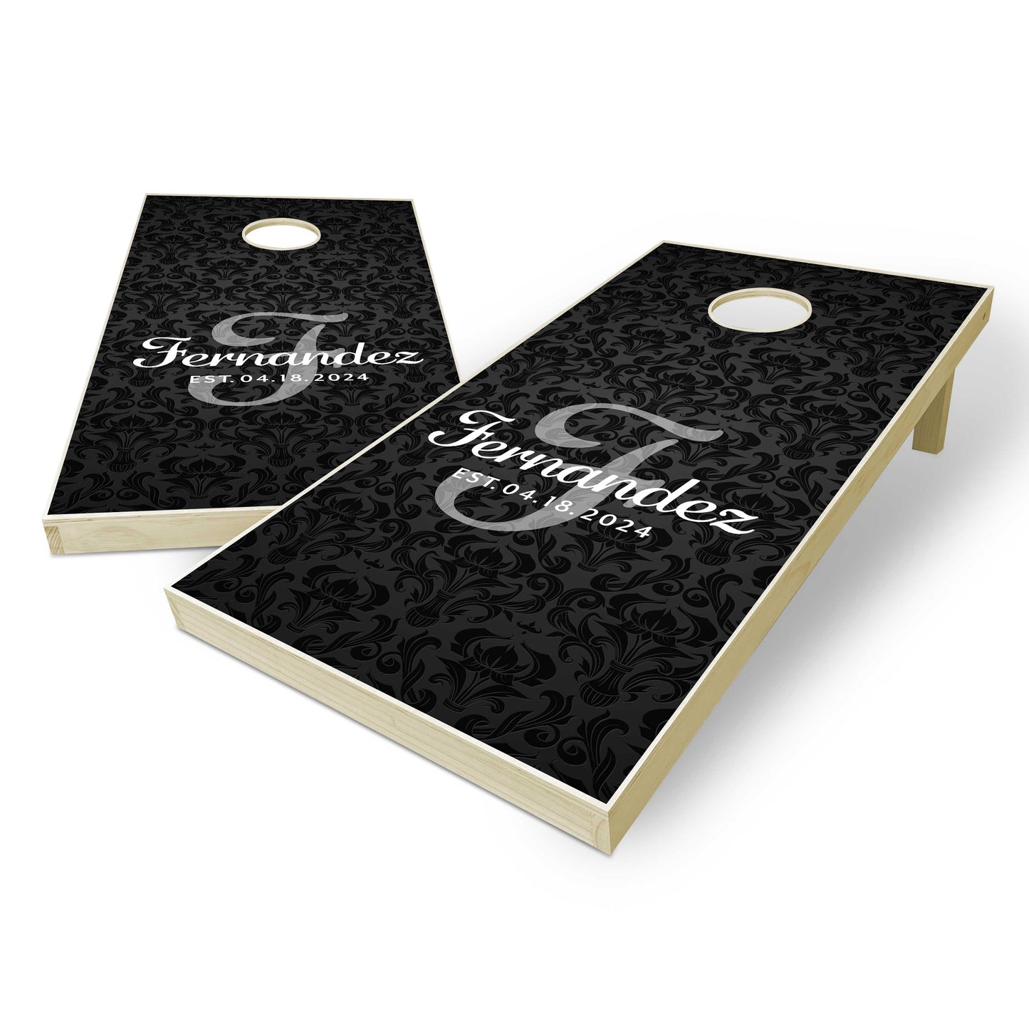 Customized Damask Wedding Cornhole Boards