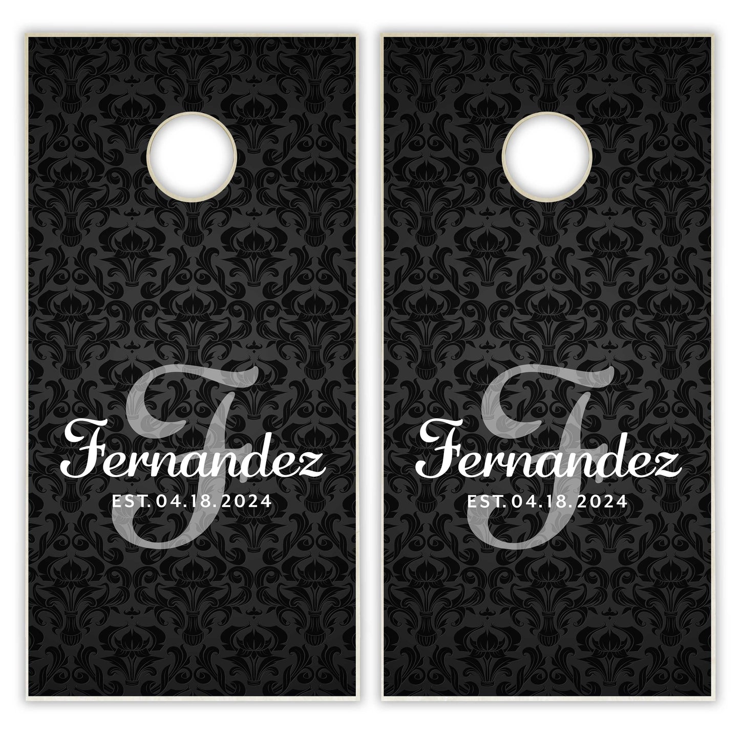 Customized Damask Wedding Cornhole Boards