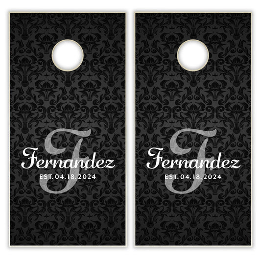 Customized Damask Wedding Cornhole Boards