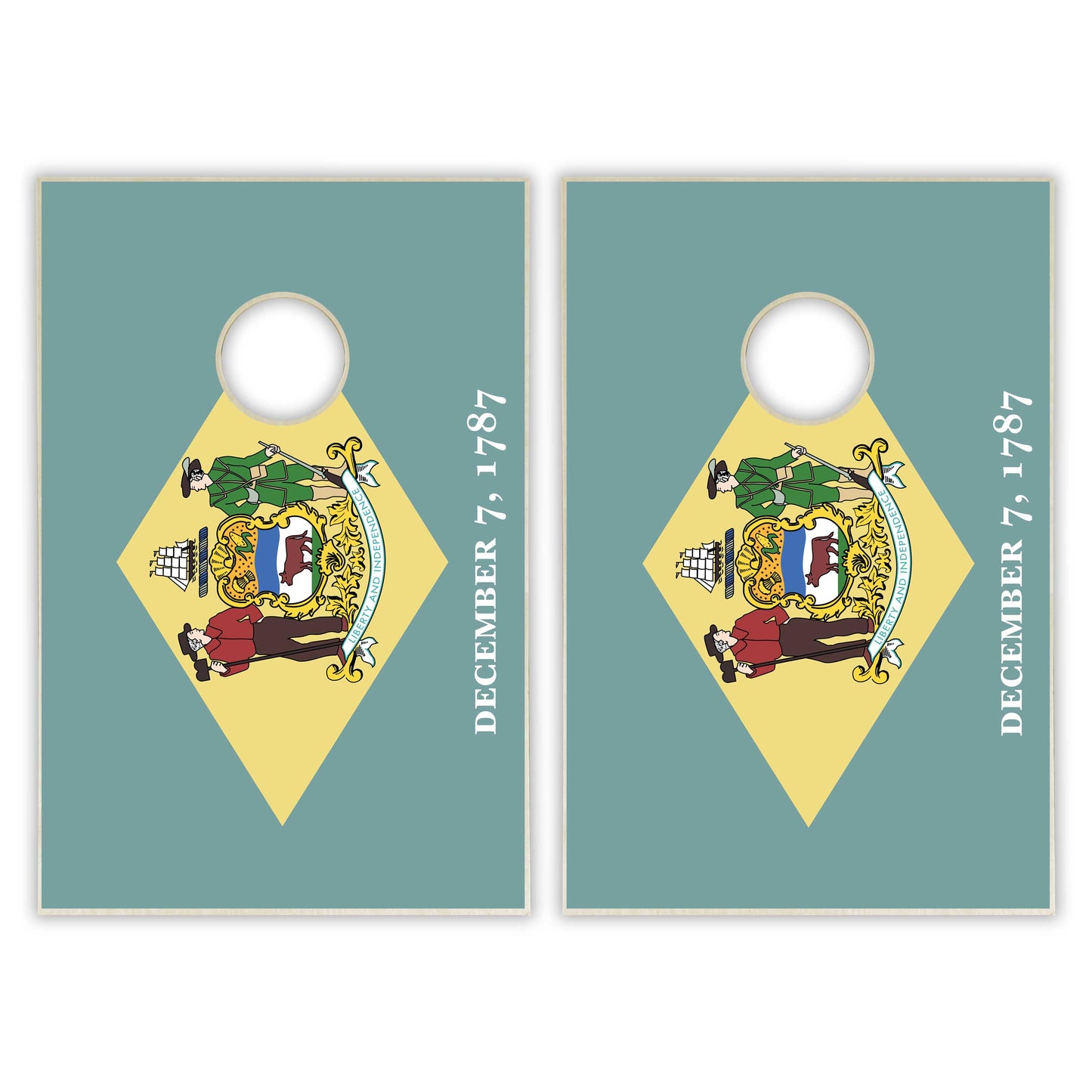 Delaware State Flag Tailgate Cornhole Set