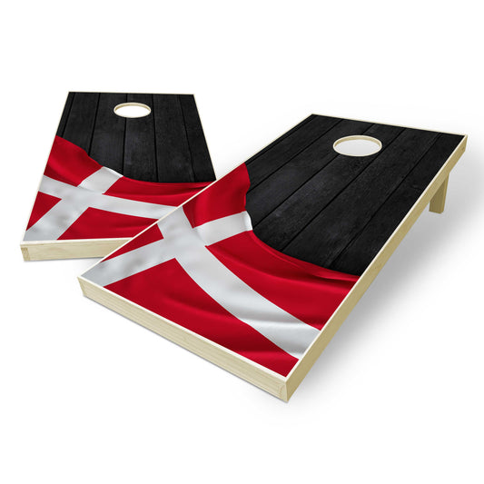 Denmark Flag Cornhole Set - Black Wood