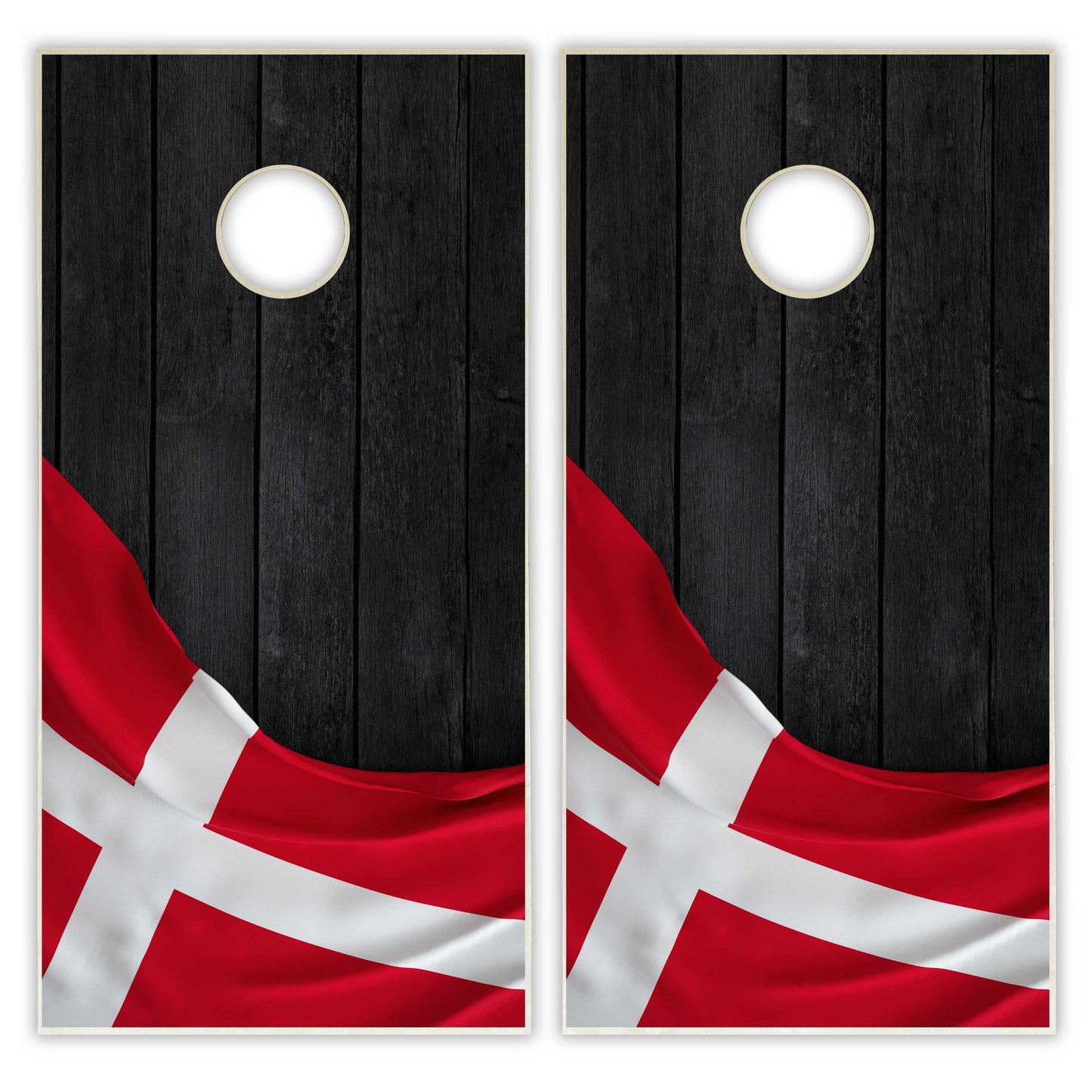 Denmark Flag Cornhole Set - Black Wood