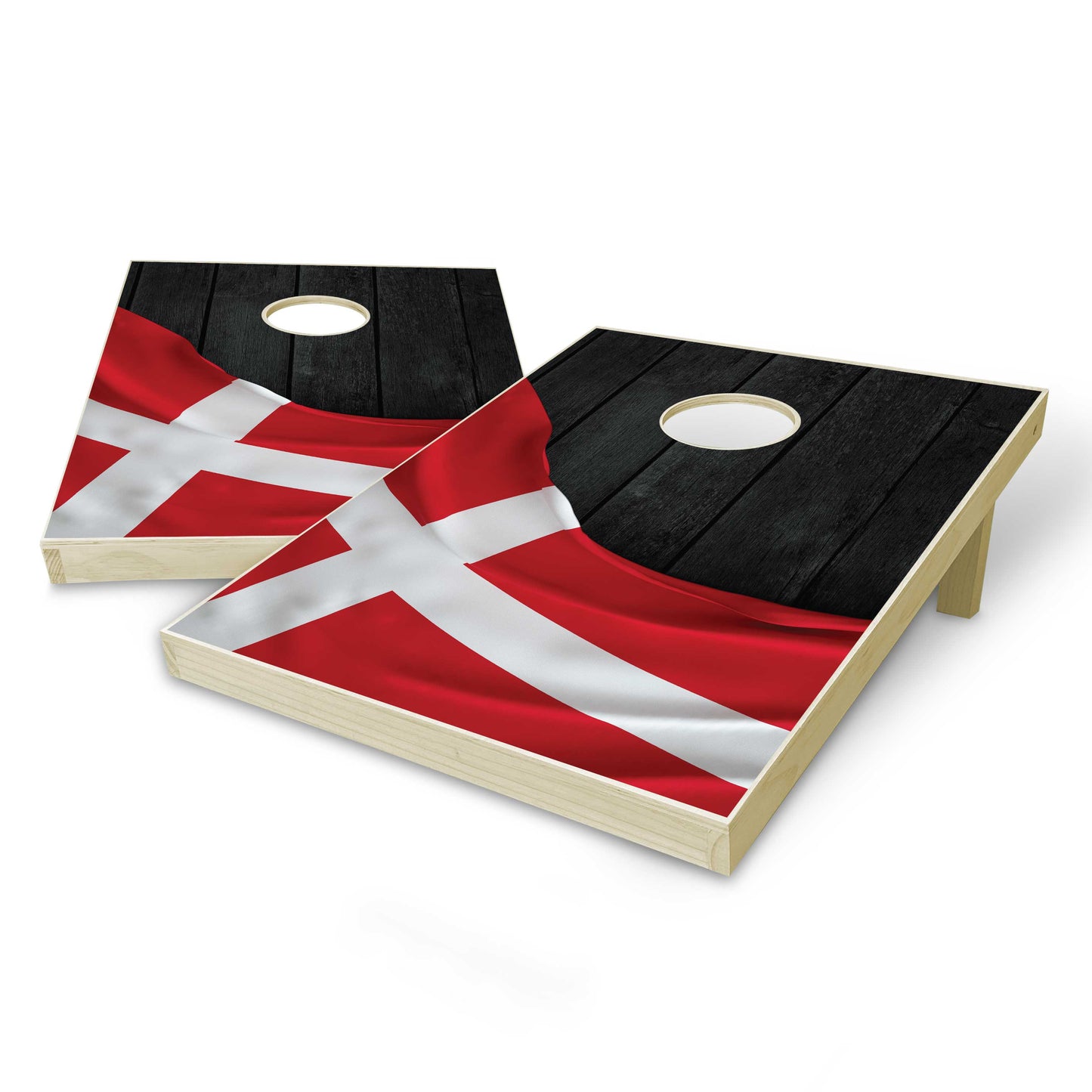 Denmark Flag Tailgate Cornhole Set - Black Wood