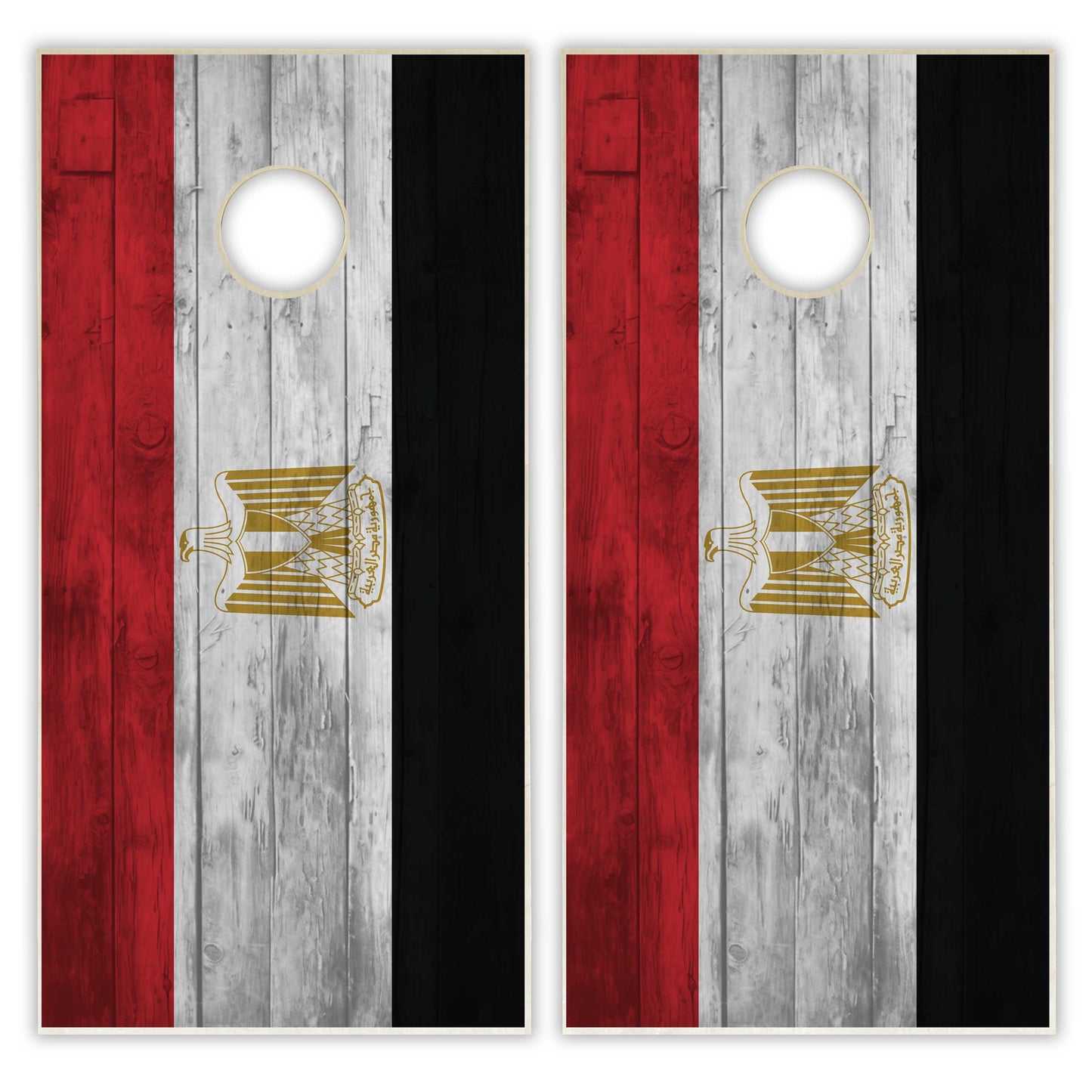 Egypt Flag Cornhole Set - Distressed Wood