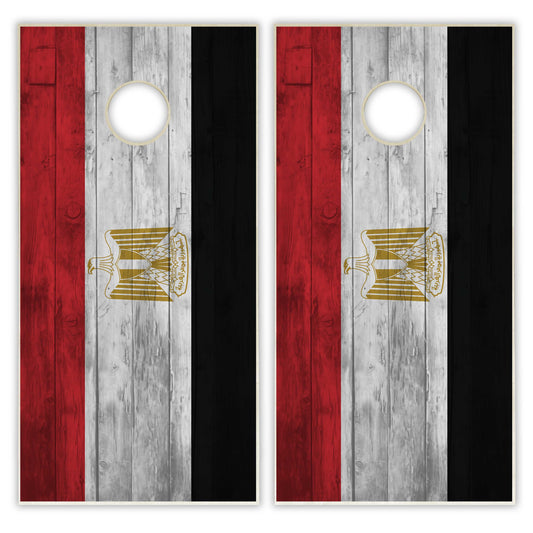 Egypt Flag Cornhole Set - Distressed Wood