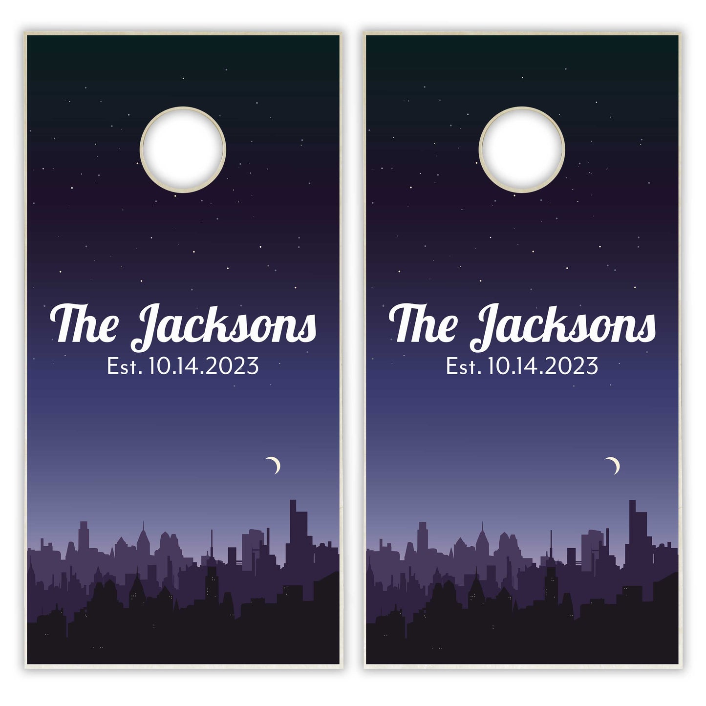 Customized Family Name City Cornhole Boards