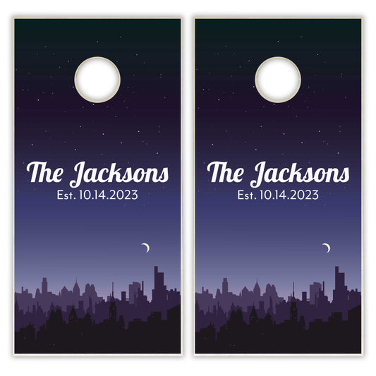 Customized Family Name City Cornhole Boards